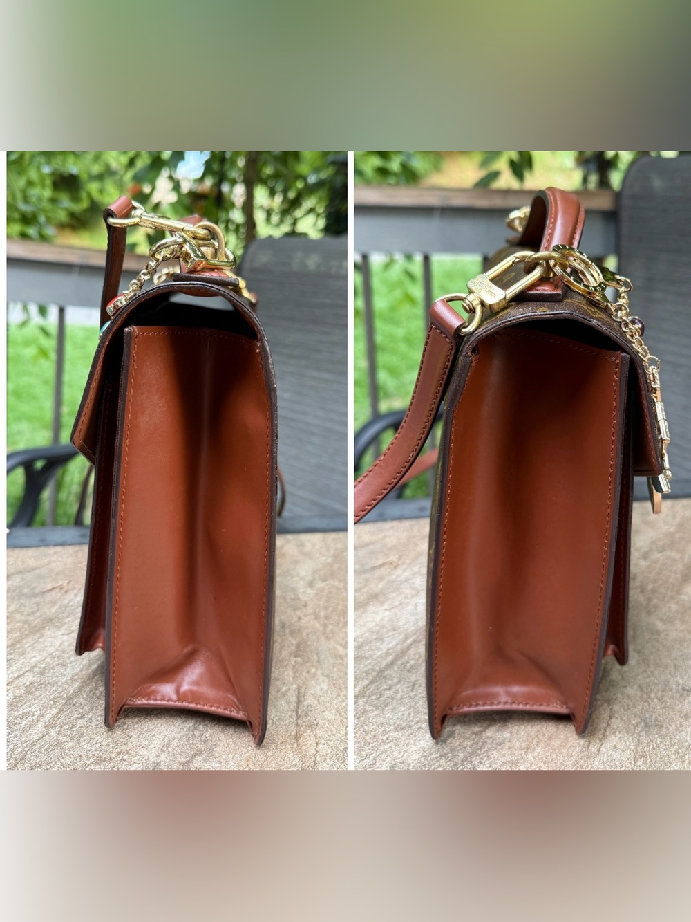 LOUIS VUITTON w/ COA Brown Monogram Medium Crossbody Satchel with Gold Hardware - Picture 9 of 17